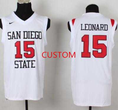 Mens San Diego State University Basketball White Customized Jersey